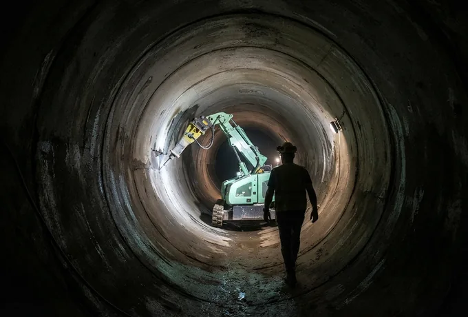 Blick in einen runden Betonkanal